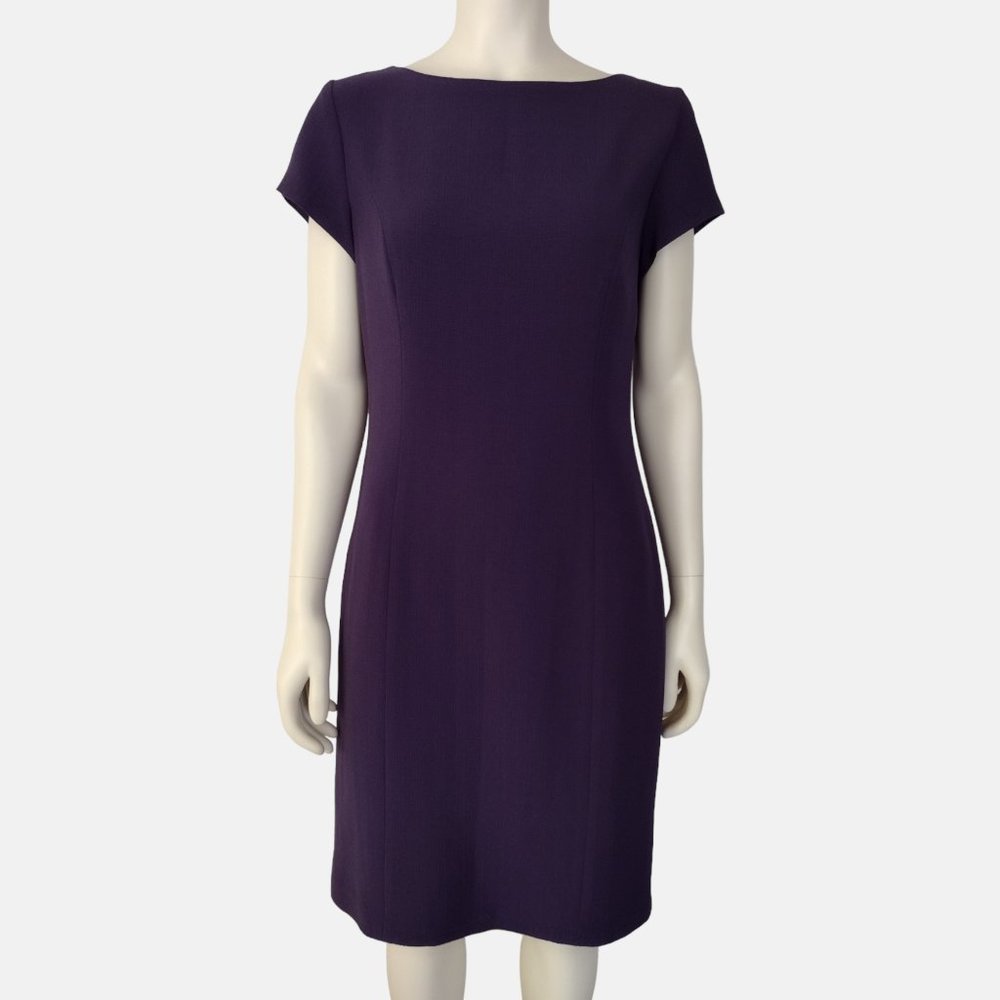 David Warren NY Purple Short Sleeved Knee Length Sheath Dress